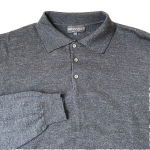 Roevelle Merino Wool Blend Sweater Polo Men Size 1XLT Dark Gray Made in Italy